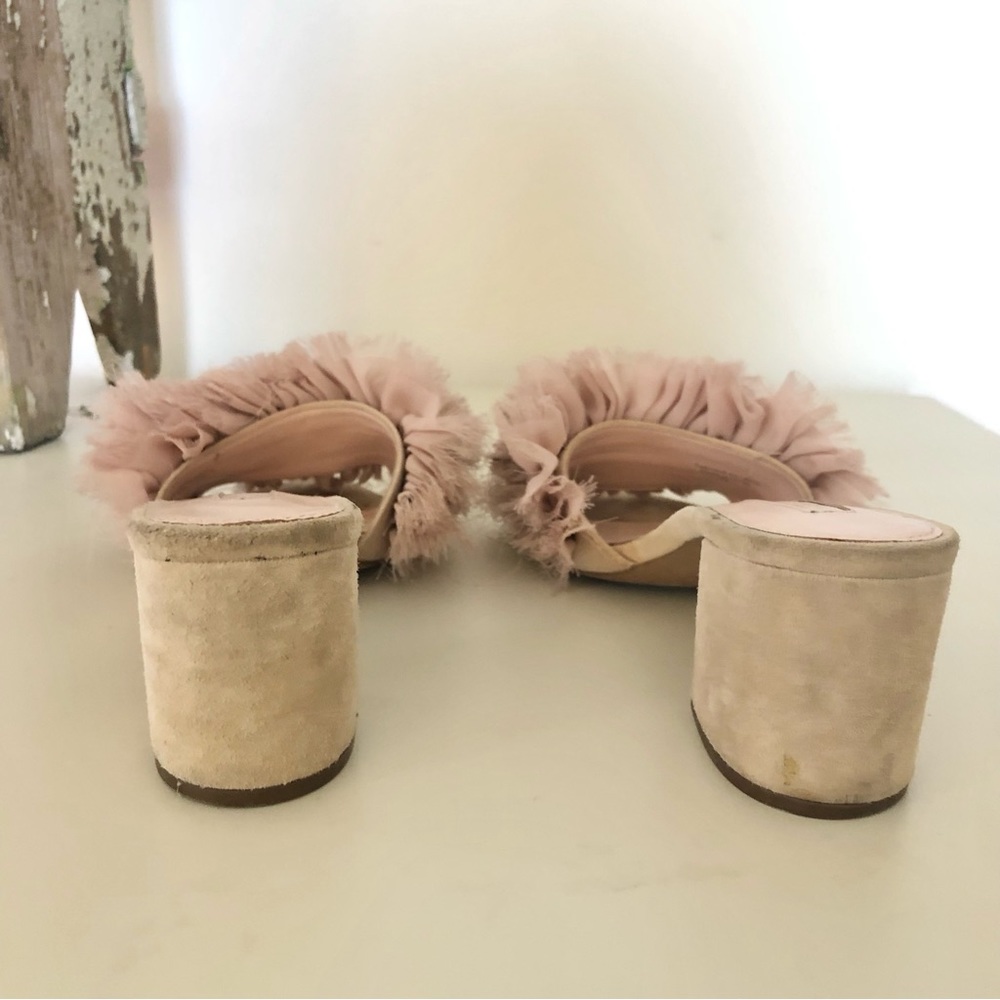 Avec Les Fillies Maya Pink Chiffon Slide Block Heel. Size 8. - Picture 11 of 13